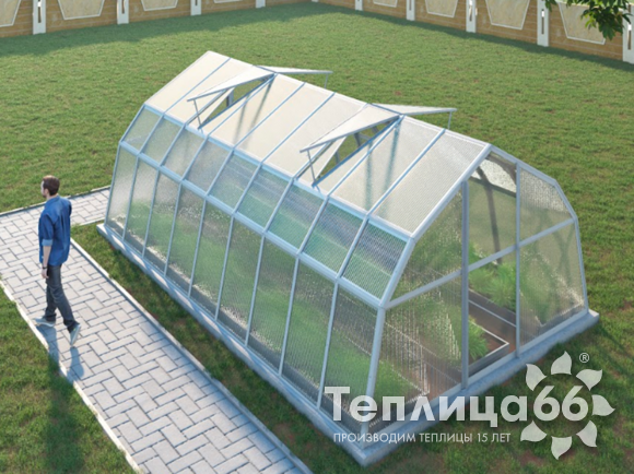 Теплица Рада Таймыр из поликарбоната, 3,5x6 метров, белая